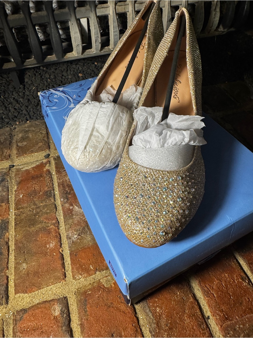 Sparkling Gold Embellished Women's Flats